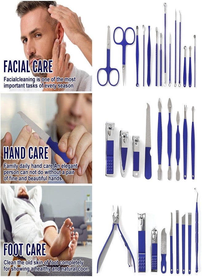 مجموعة مانيكير وباديكير، مجموعة مقص أظافر نسائية، 32 أداة عناية احترافية، مجموعة العناية بالأظافر تشمل العناية بالوجه والأظافر اليدوية والقدمين مع حقيبة سفر نسائية - Image 2